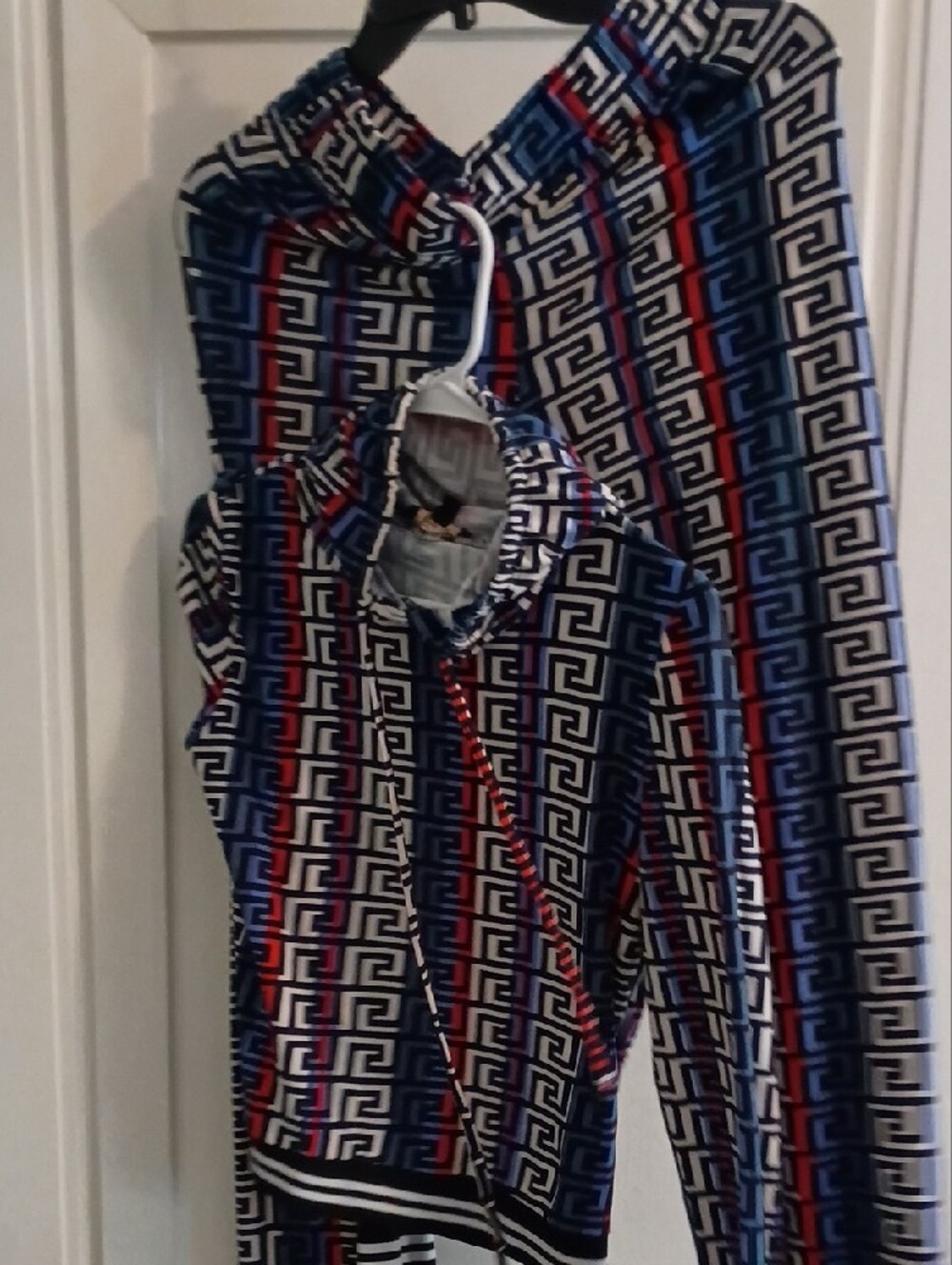 Geometric Print Navy & Red Track Jogger Set - Women - Picture 8 of 8